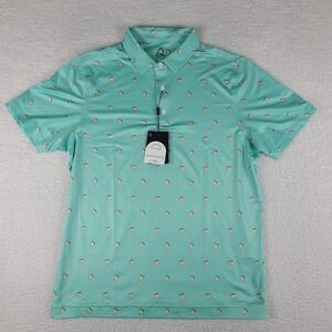 Deolax Polo Shirt Mens Large Green Geometric Performance‎ Golf NWT NEW
